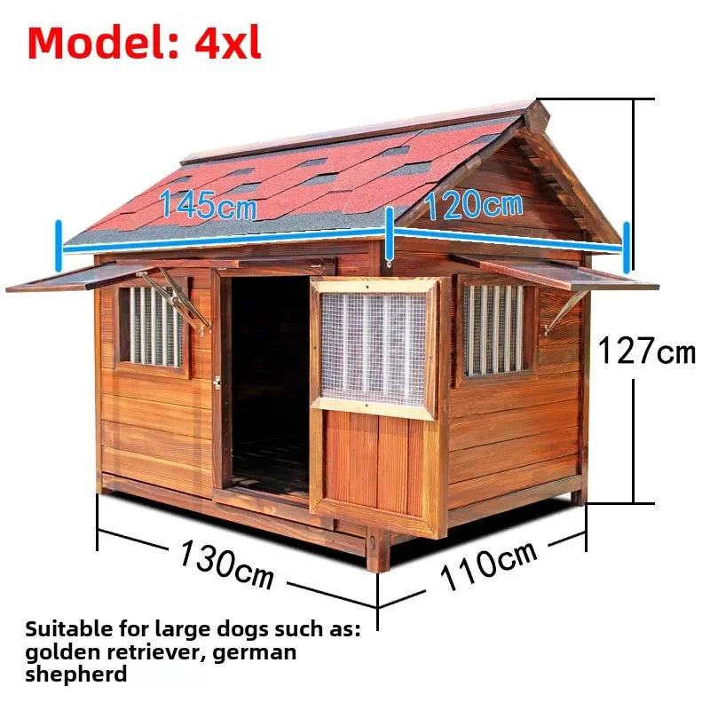 4XL Pet Kennel Large Dog Summer Cooler All Seasons Universal Medium Dog Kennel Solid Wood Removal and Washing