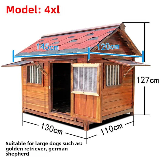 4XL Pet Kennel Large Dog Summer Cooler All Seasons Universal Medium Dog Kennel Solid Wood Removal and Washing