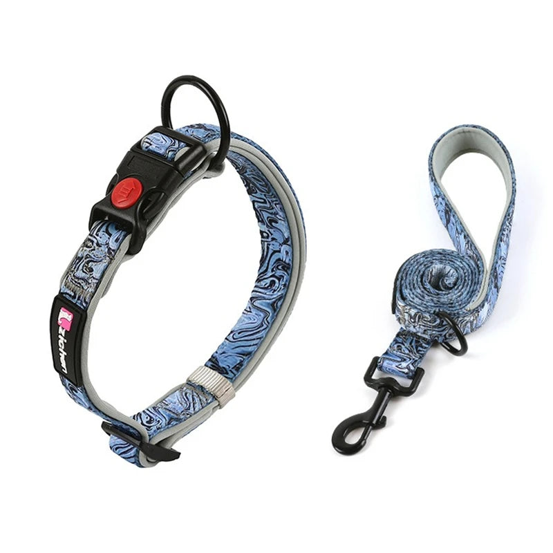 Adjustable Pet Dog Collars Color Graffiti Soft Cotton Leash Accessories Walking Exercise Safety French Bulldog Puppy Chain