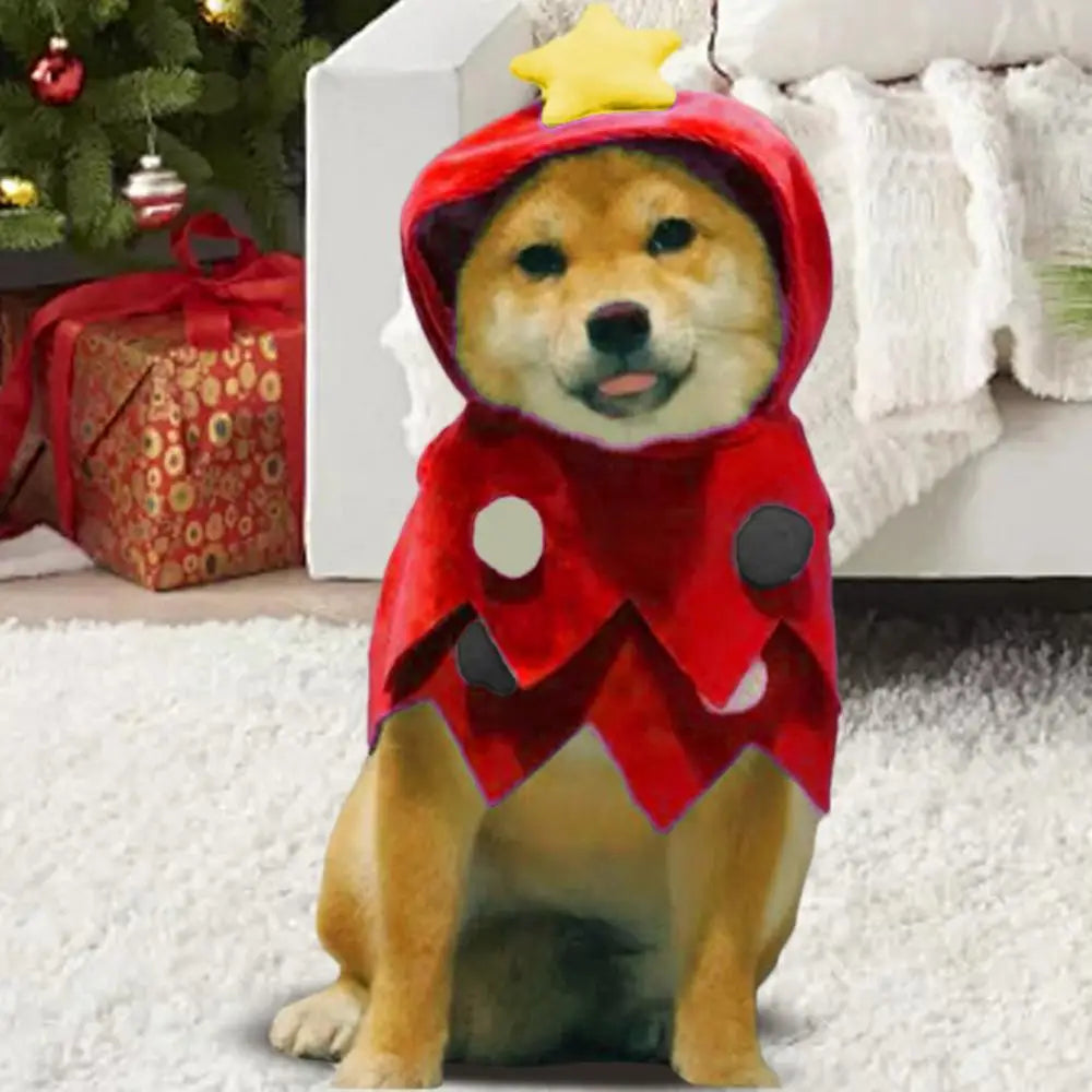 Dog Christmas Outfit Pet Cat Hoodies Dog Christmas Clothes Kitten Dress Up Skin-Friendly Winter Apparel For Small To Large Pets