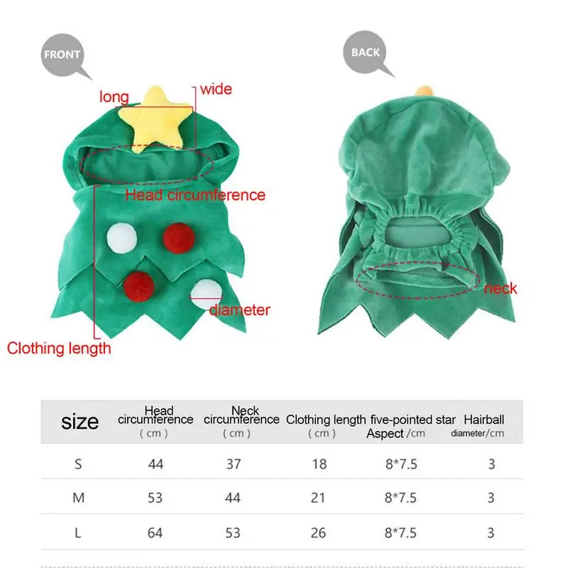Dog Christmas Outfit Pet Cat Hoodies Dog Christmas Clothes Kitten Dress Up Skin-Friendly Winter Apparel For Small To Large Pets