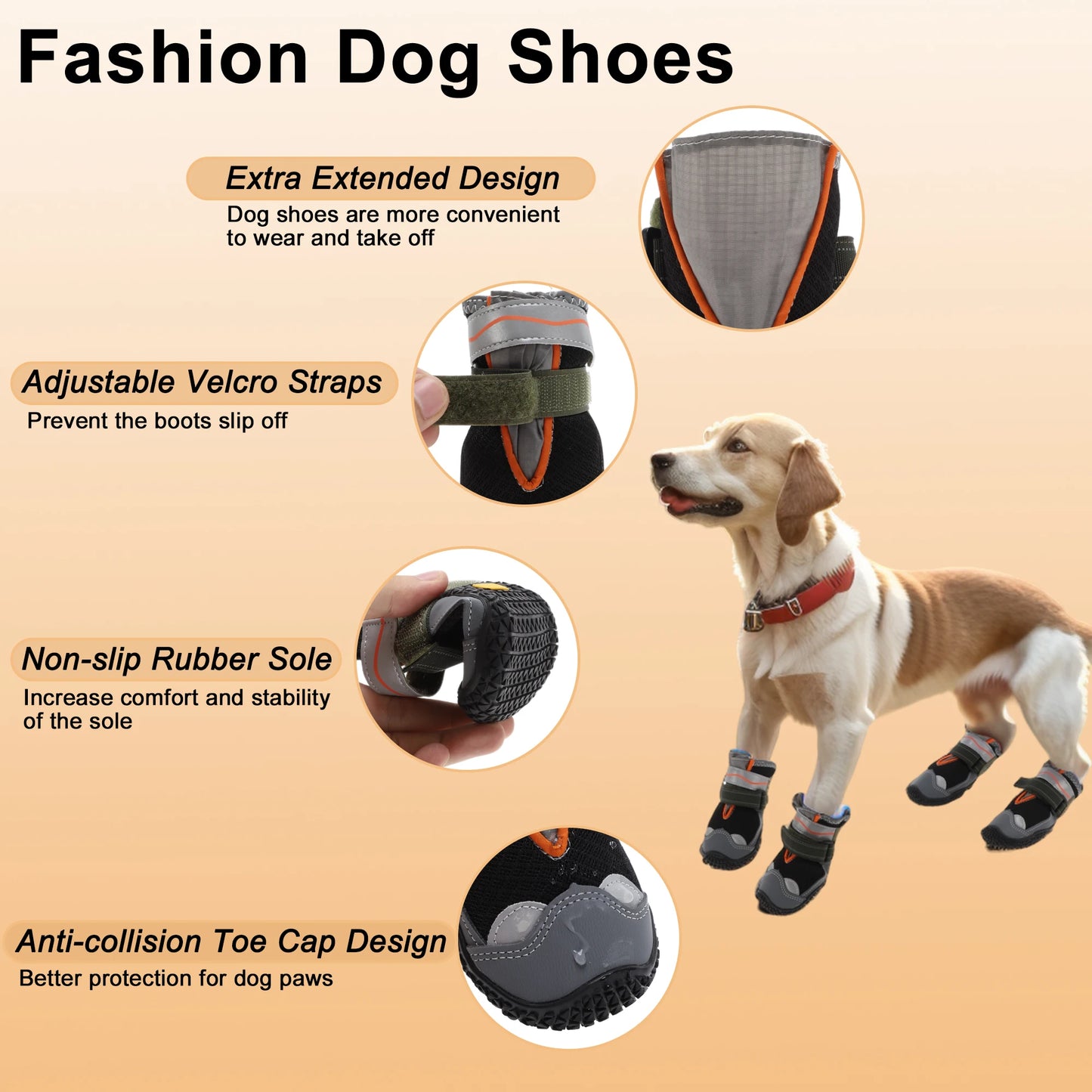 UXCELL 4pcs Summer Dog Shoes Breathable Mesh Dog Boots Paw Protectors for Hot Roads Outdoor Walking Pet Shoes Portswear