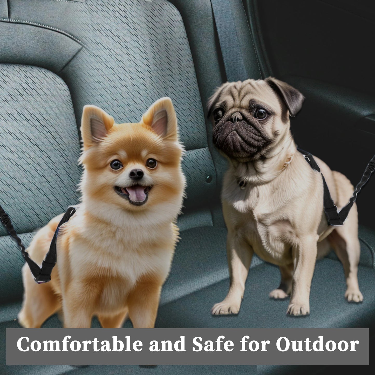 UXCELL Double Dog Seat Belt Nylon Dual Pet Car Headrest Restraint Safety Seatbelt No Tangle Dog Leash Duty Elastic