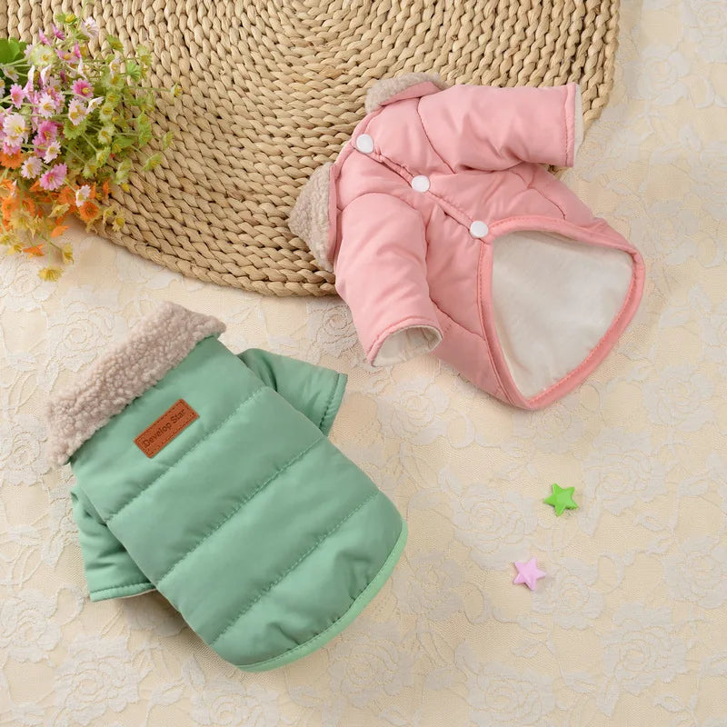 Dog Winter Coat 2024 New Dog Clothes for Small Medium Dogs, Thicken Warm Fleece Collar Dog Down Jacket for Cold Weather Apparel