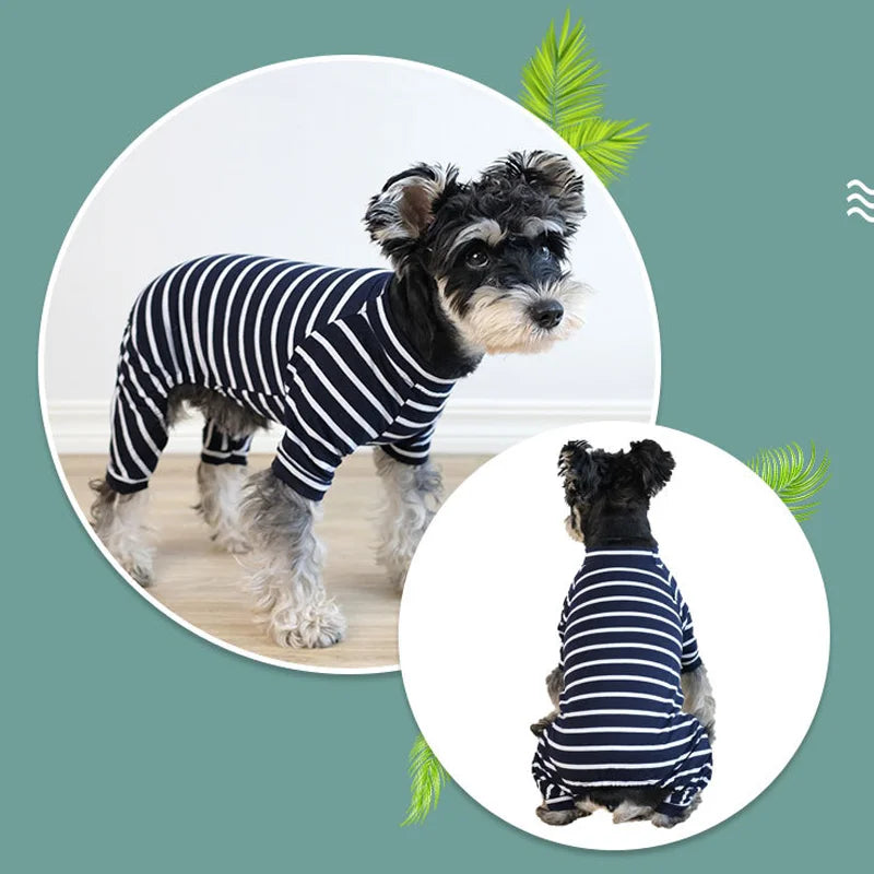 Stripe Dog Pajamas for Small Medium Dogs Female Male, Soft Puppy Bodysuit Onesies Spring Autumn Dog Clothes Doggie Pjs Jumpsuit