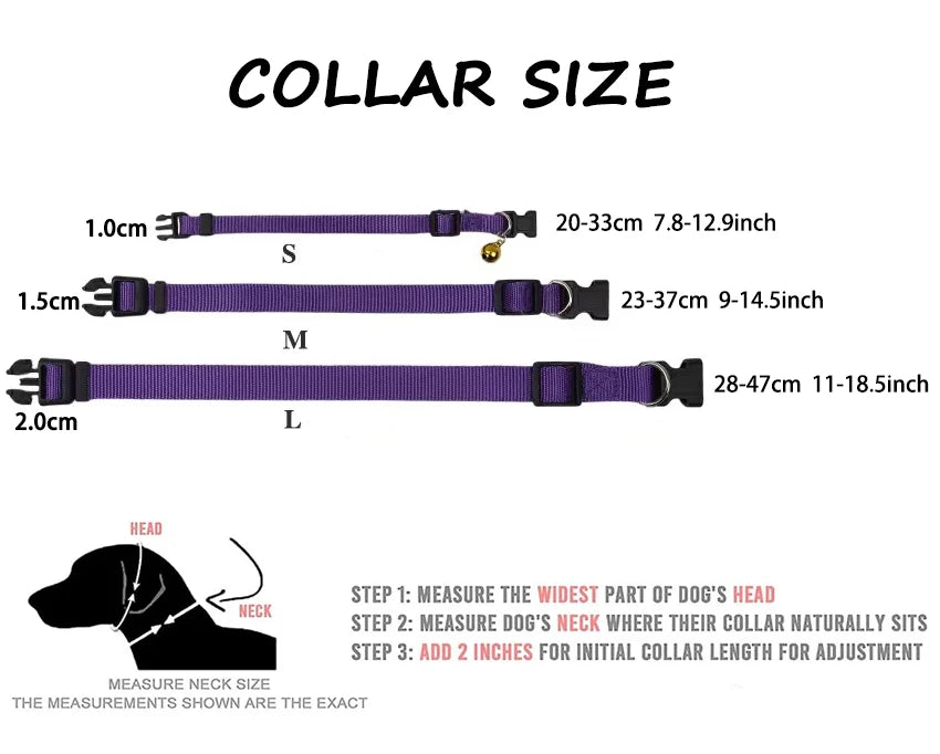 Adjustable Nylon Dog Collars with Quick Release Buckle, Durable Basic Dog Collar for Small Medium Dogs Puppies Accessories