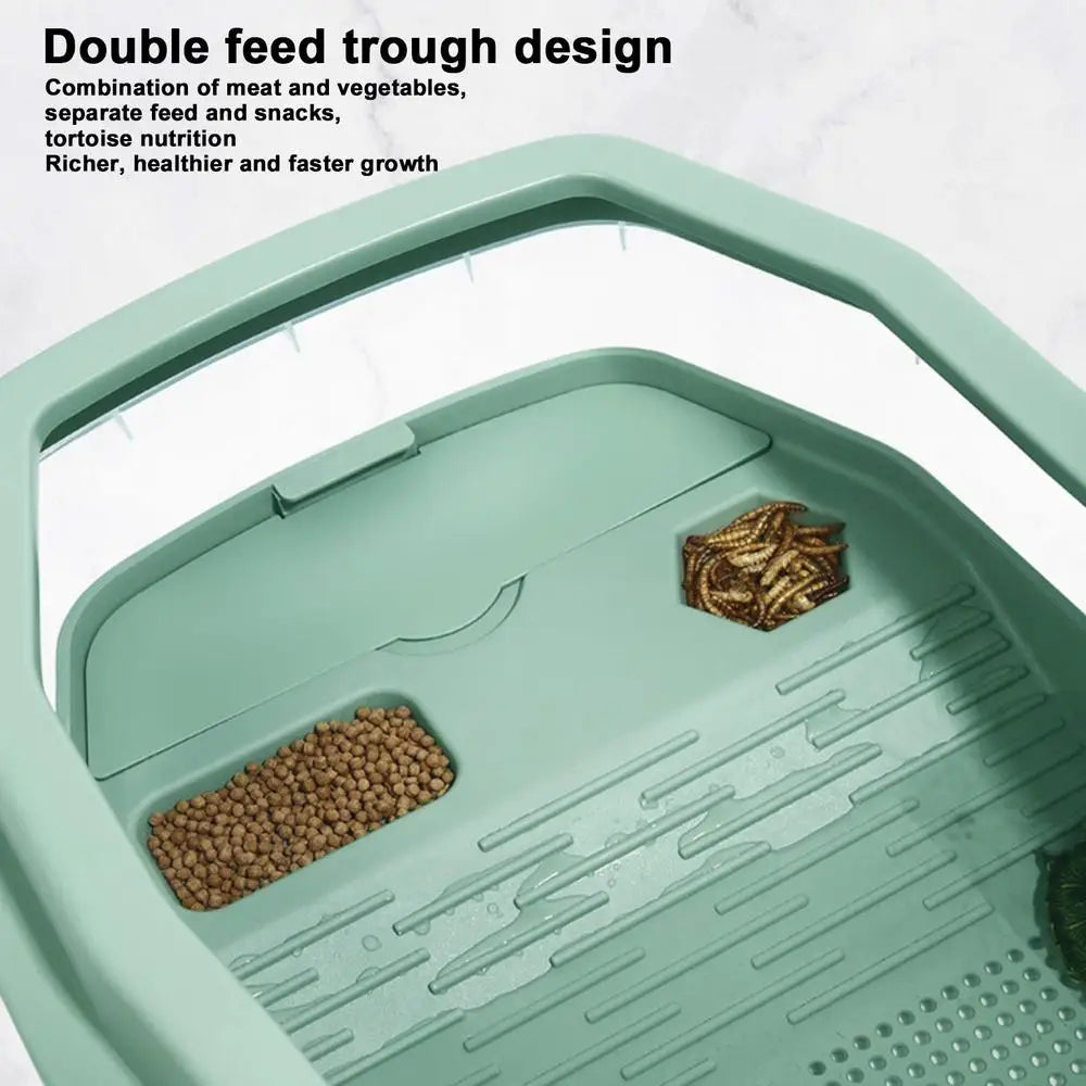 Turtle Tank Aquarium Baby Turtle Habitat With Lid Pet Turtle Habitat Detachable Double Layers Turtle Tank Anti-Slip Tortoise