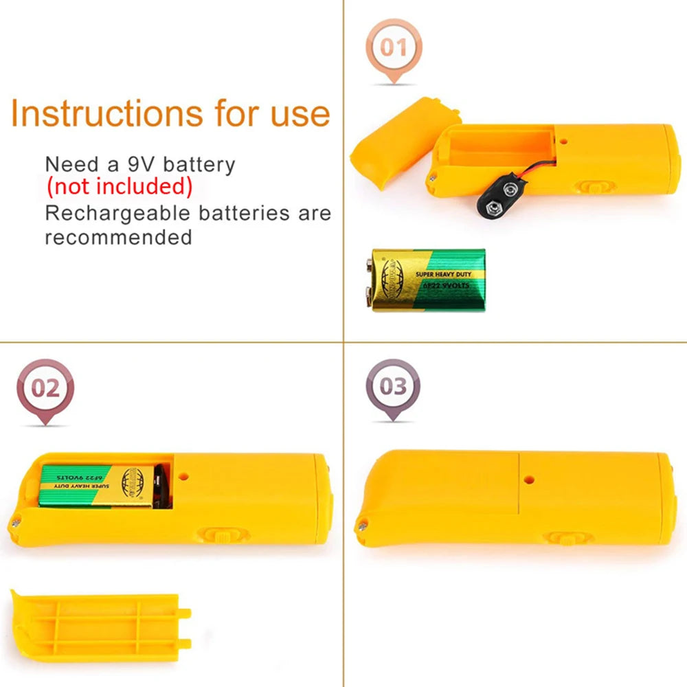 3 in 1 Dog Anti Barking Device Ultrasonic Dog Repeller Stop Bark Deterrents Pet Control Training Supplies with LED Flashlight