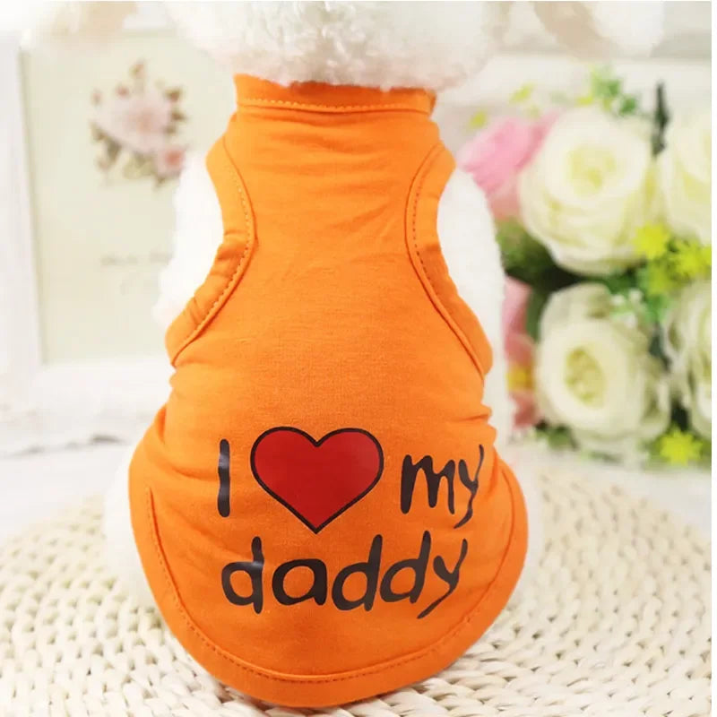 Cute Paw Printed Heart Love Design Small Dog Vest Clothes Summer Spring TShirts For Dogs Costume Puppy Dog Accessories Chihuahua
