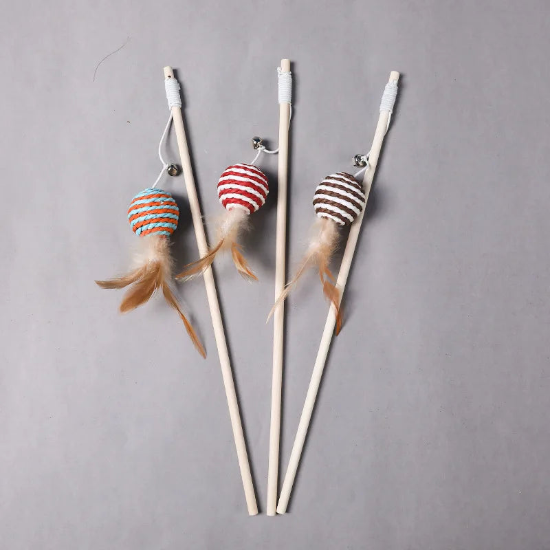 Cat Toys Cat Stick Cat Toys Cat Stick Cat Artifact Wooden Mouse Long Pole Bell Pet Supplies Cat Accessories