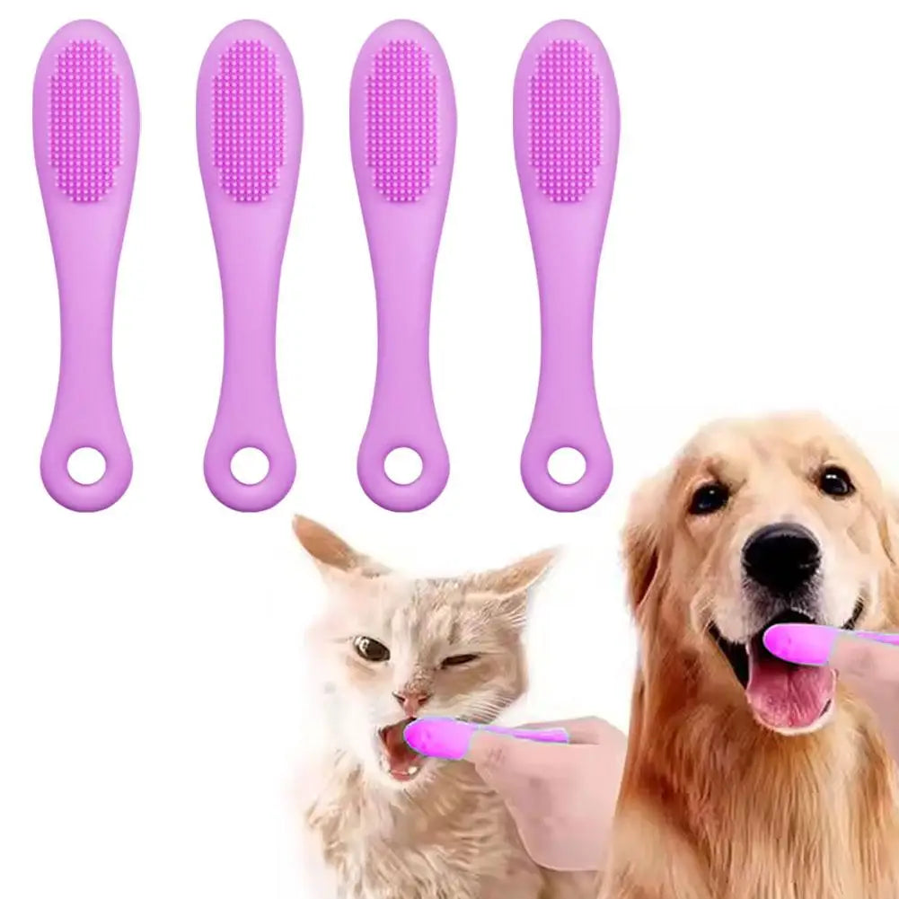 4pcs Pet Finger Toothbrush Cat Dog Silicone Toothbrush Comfortable And Safe Convenient And Easy To Use Keep Your Pet's Oral Heal