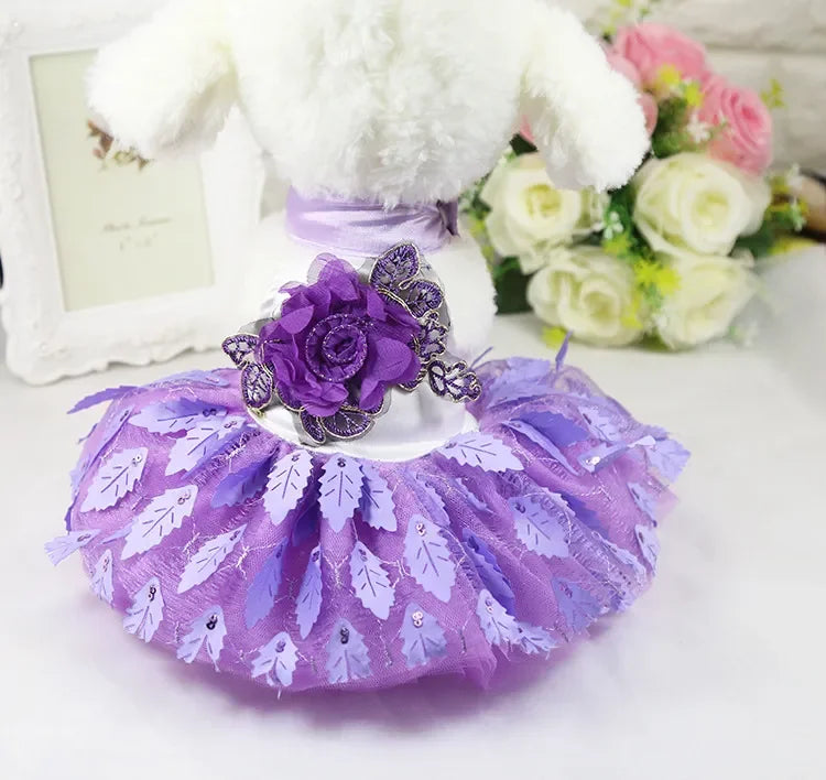 10PCS Pets Accessaries Dogs Cats Princess Flower Lace Dress For Pet Wedding Party Spring Summer small Teddy girl ropa para perro