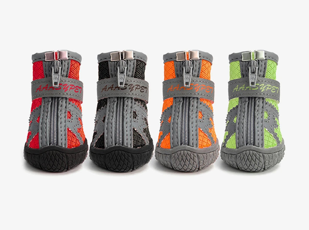 4pcs Waterproof Dog Shoes Anti-slip Rain Boots Footwear Protector Breathable Reflective Booties for Small Dogs Pet Puppy Socks