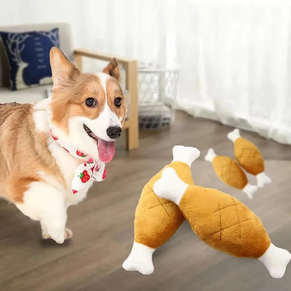 Puppy Dog Plush Squeaky Toy for Small Medium Dogs Cute Bone Carrot Toy for Aggressive Chewers Pet Cat Products Puppy Accessories