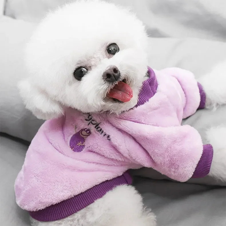 Pet Dog Clothes Warm Fleece Cute Fruit Print Coat Small Medium Cat Shirt Jacket Autumn Puppy Sweater Hoodie Chihuahua Yorkies