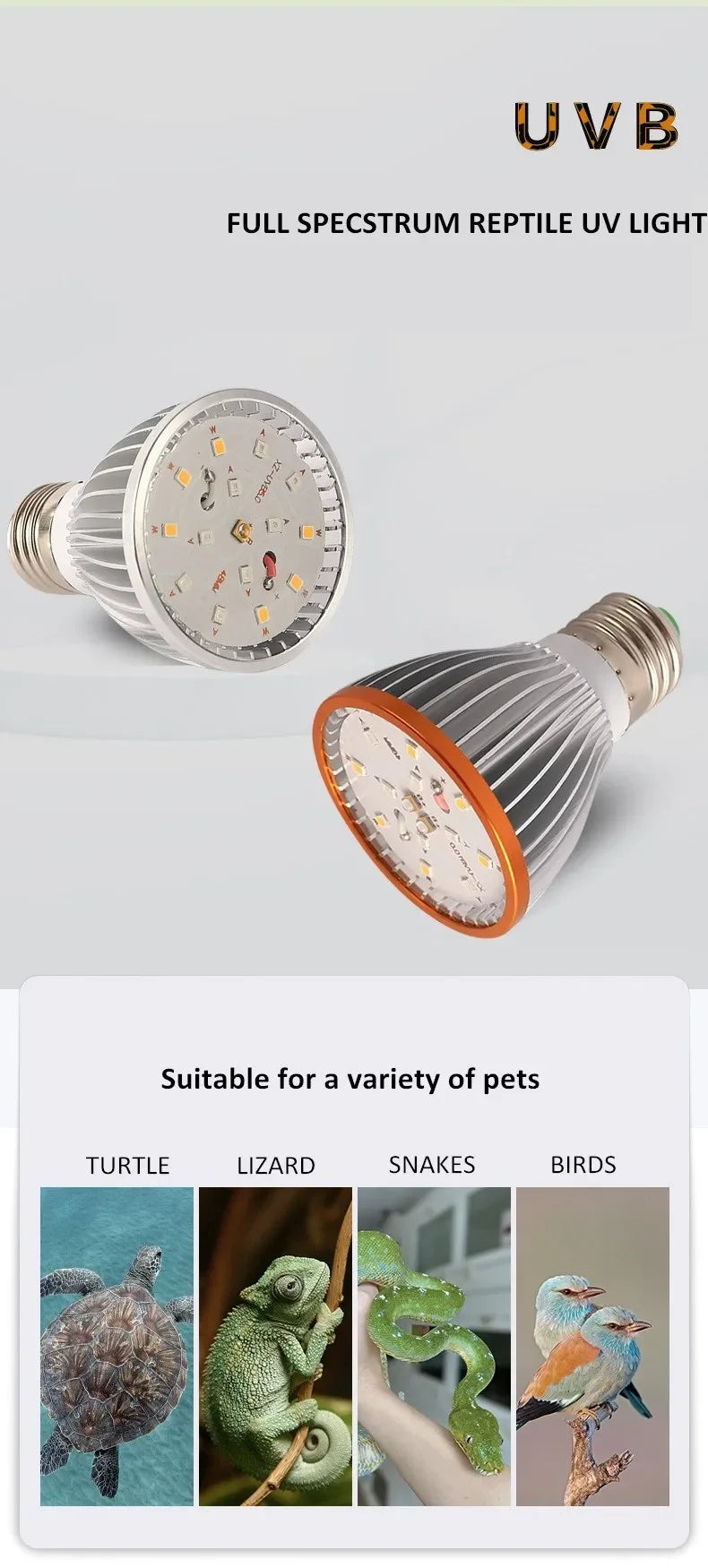 UVA+UVB Reptile Light Full Spectrum 5.0/10.0 Light Bulb LED UV Lamp for Turtle Lizard Snake Heater Bulb Terrarium Lamp 육지거북