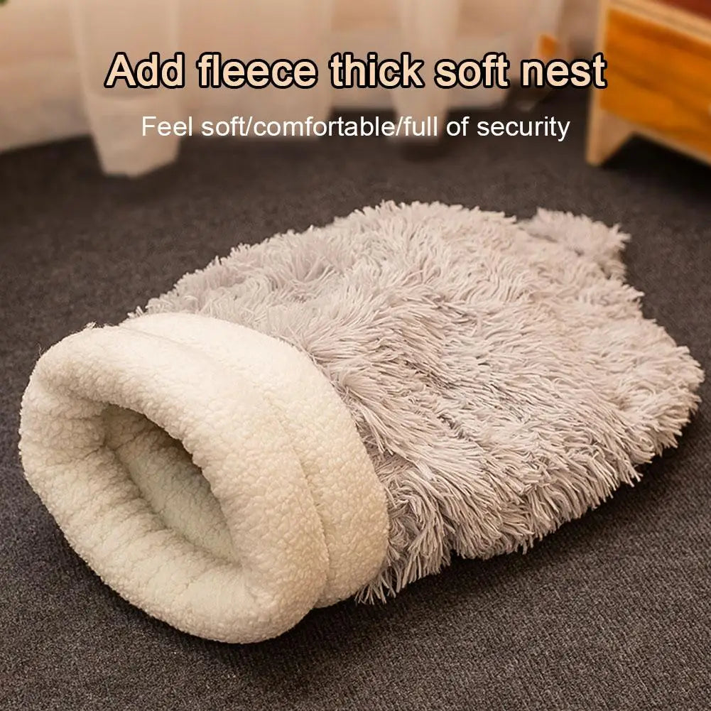 Cozy Plush Cat Bed Winter Warm Sleeping Bag for Cats Small Dogs Soft and Comfortable Kitten Tunnel Nest with Cat Accessorie Z4X0