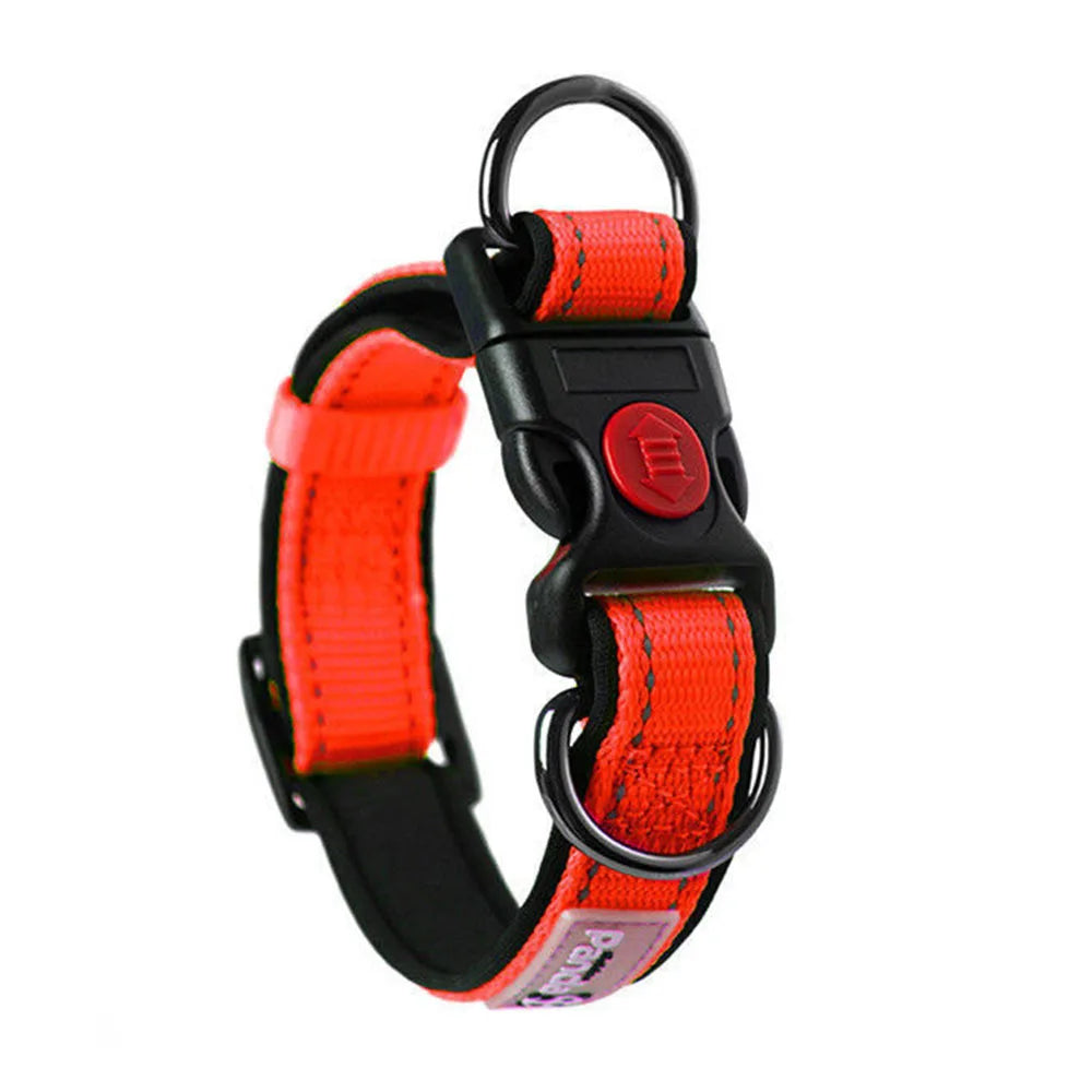 Adjustable Dog Collar Comfortable Soft Foam Padded Reflective Nylon Dog Collar with Double D Rings for Small Medium Large Dogs