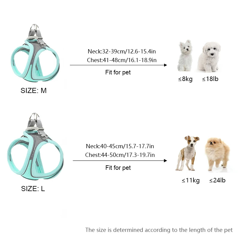 Pets Breathable Dog Vest Pectoral Girdle Backstraps Prevent Breakout Exclusive for Outdoor Use Adjustable Night Reflection