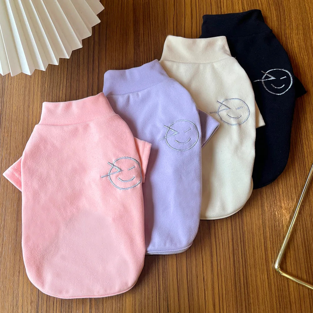 Spring and winter new warmth German velvet cat dog base coat pet clothes Teddy cat Fadou corgi smiling face pattern pet clothes