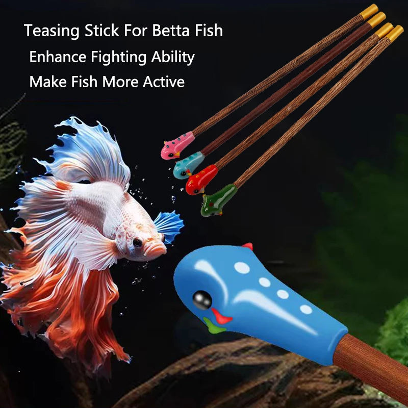 Aquarium Betta Training Wand Wooden Playing Stick Active Healthy Betta Fish Equipment Resin Fish Decoration Fish Stick New