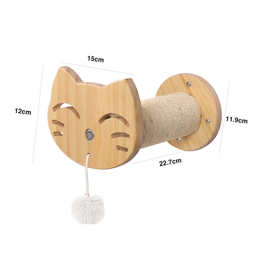 Cat Wall Climbing Shelves Wall Mounted Hammock Cat Scratching Post Wooden Stairway Shelves with Sisal Rope Ladder Wall Cat Tree