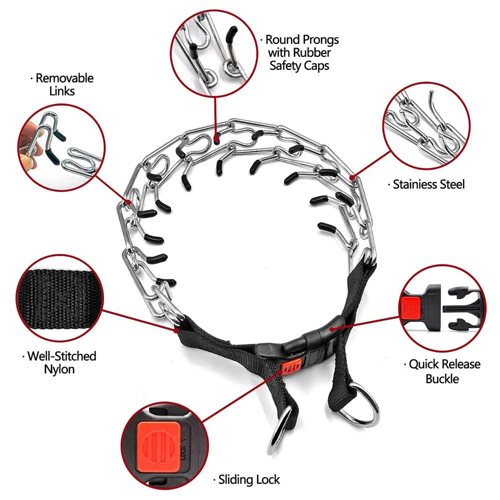 Strong Dog Prong Collar for Dogs Adjustable Detachable Dog Training Collar with Quick Release Buckle for Small Medium Large Dogs