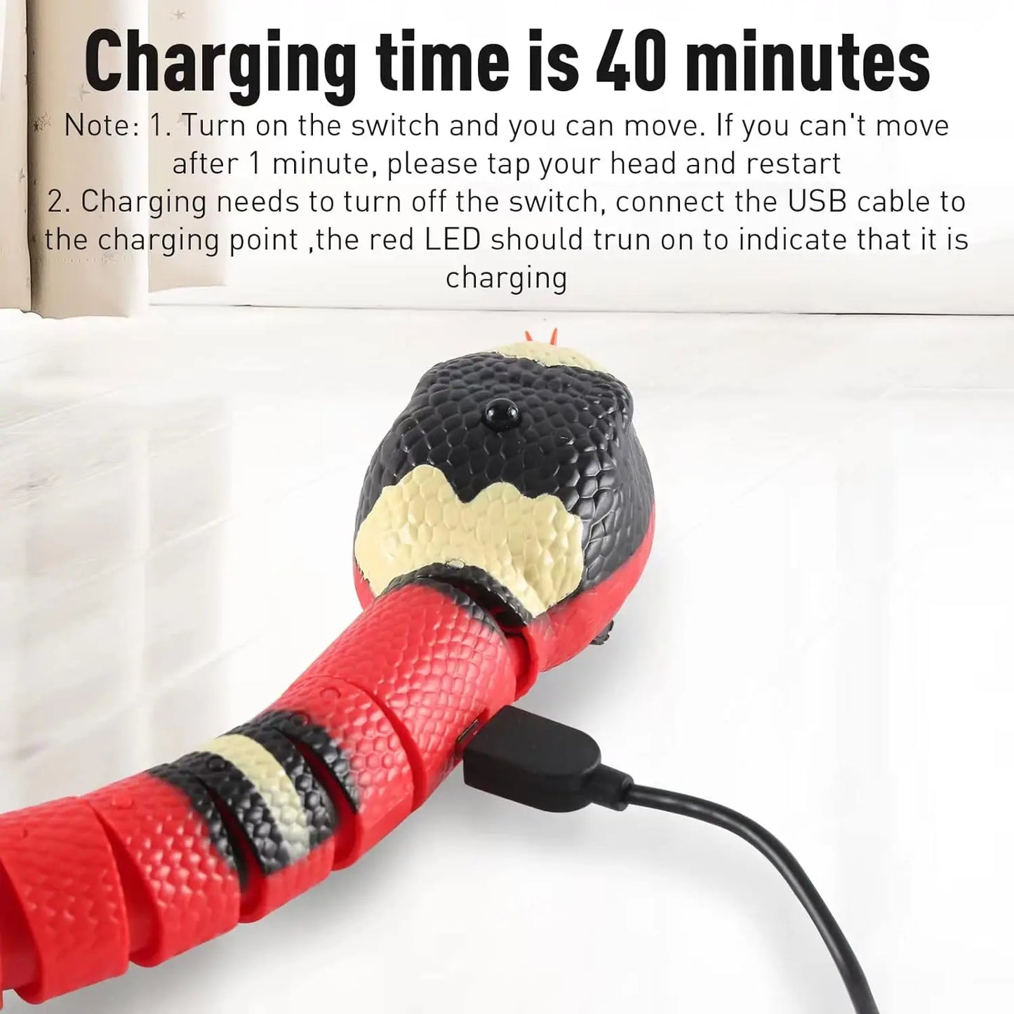 Smart Sensing Interactive Cat Toys Automatic Eletronic Snake Cat Teasering Play USB Rechargeable Kitten Toys for Cats Dogs Pet