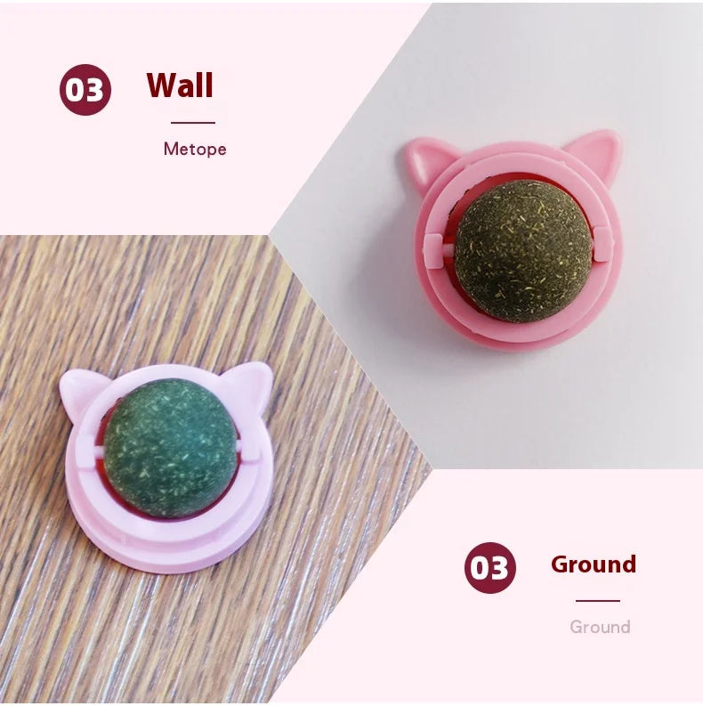 Rotating Cat Mint Ball New Cat's ears (Steamed cat-ear shaped bread) Pet Molar Toy Interactive Lickle Pet Products