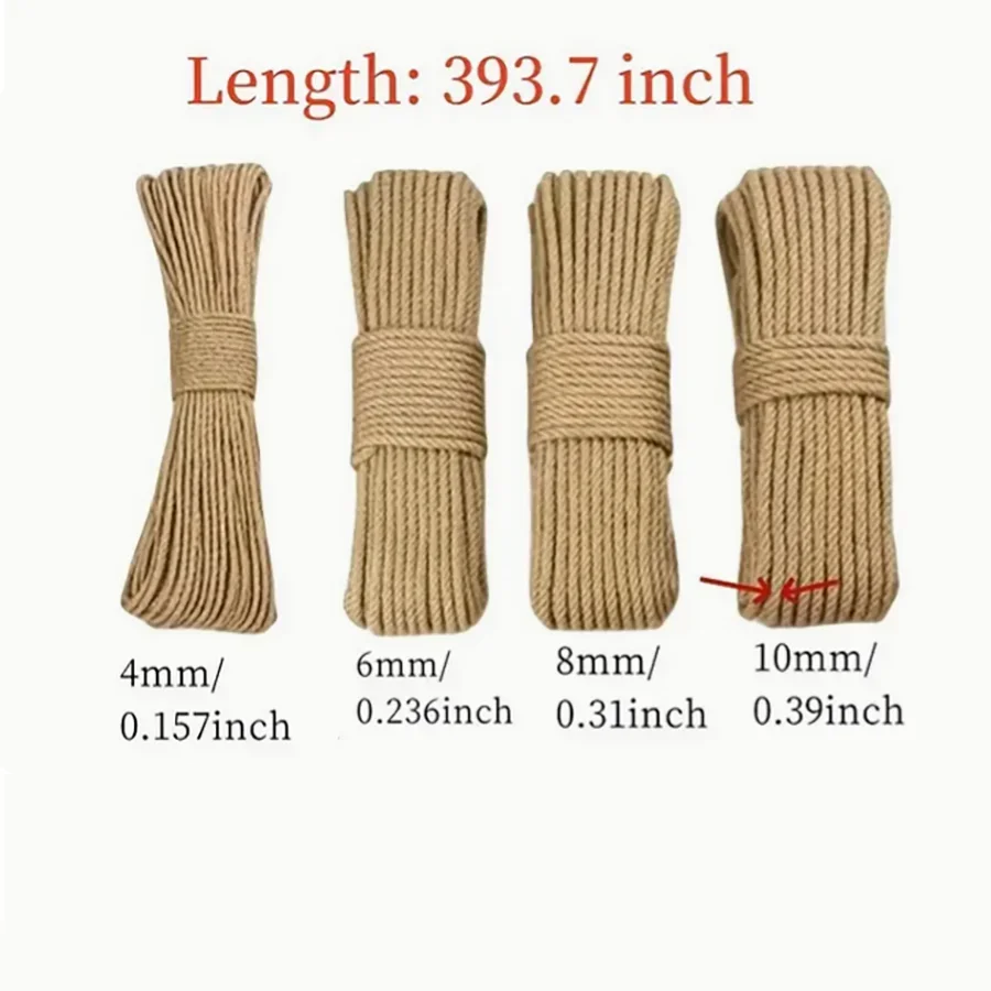 4mm/6mm/8mm /10mm Natural Sisal Rope Cat Scratcher Rope Tree Scratching DIY Toy Scratching Post Cat Paw Claw Furniture Protector