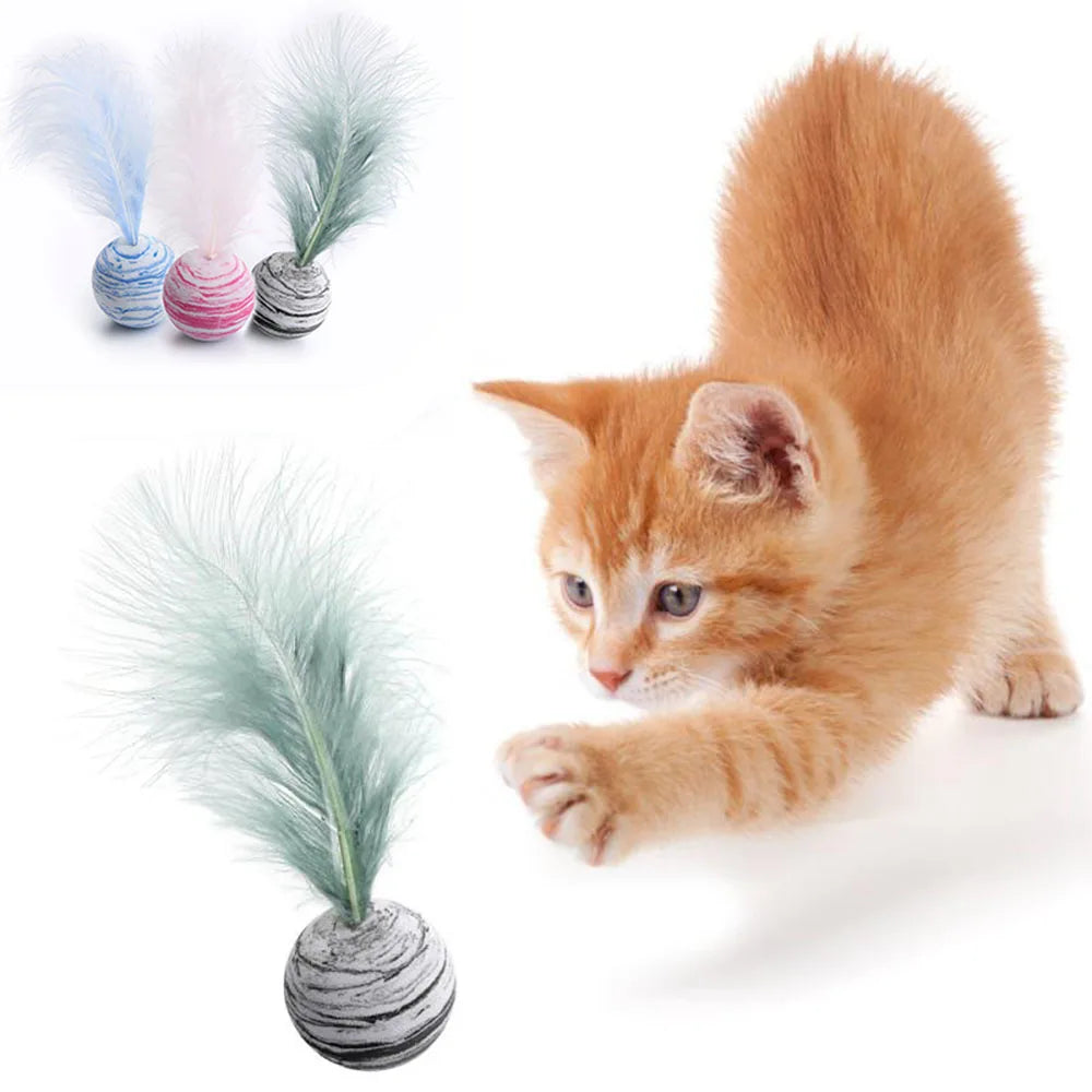 Cat Feather Toy Funny Foam Star Ball Feather Toy for Kitten Funny Cat Toy Throwing Toys Interactive Puppy Kitty Toy Pet Supplies