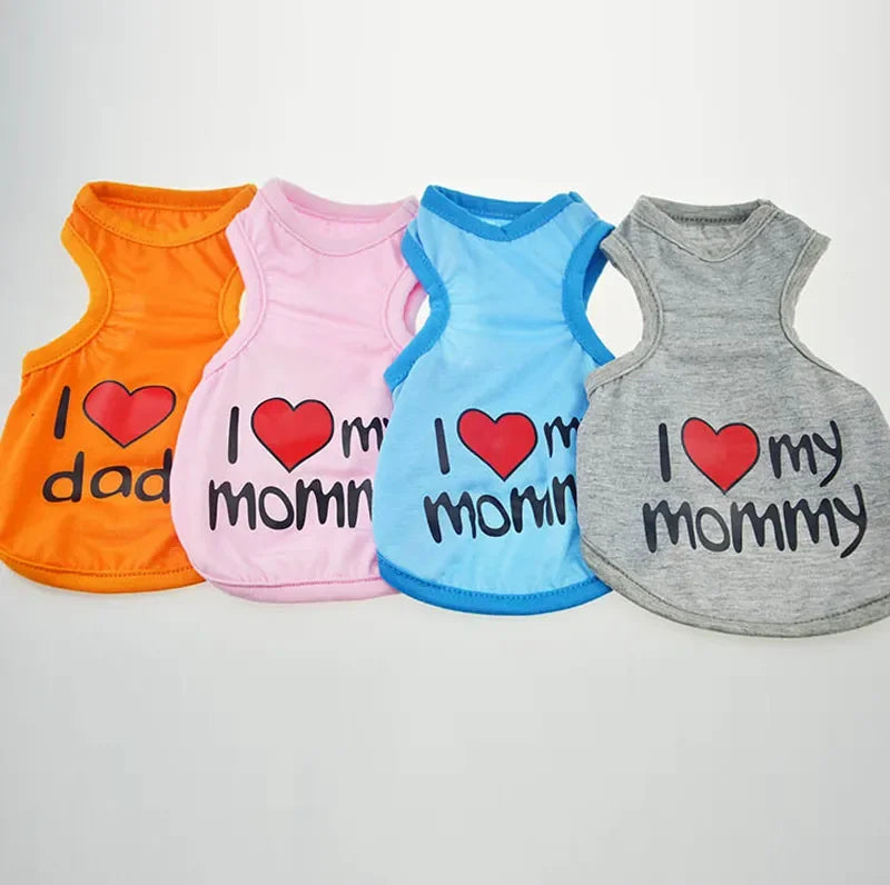 Cute Paw Printed Heart Love Design Small Dog Vest Clothes Summer Spring TShirts For Dogs Costume Puppy Dog Accessories Chihuahua