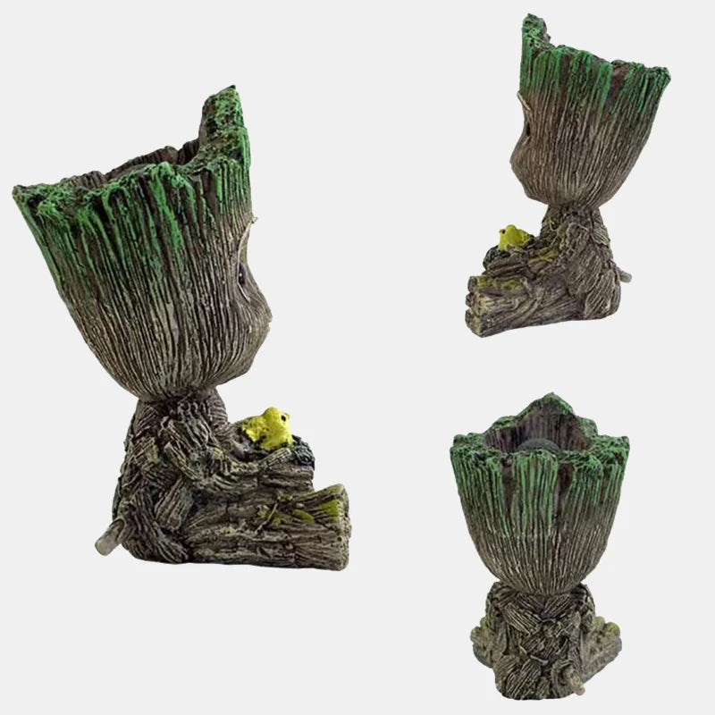 Cute Tree Man Figurine Aquarium Decoration With Air Bubble Driftwood Statue Multifunction Fish Tank Background Ornament Shelter