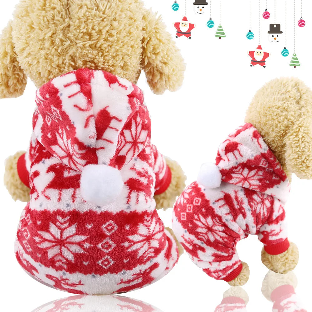 Pet Dog Soft Warm Jumpsuits Clothing for Dogs Pajamas Fleece Small Puppy Coat Pet Outfits Hoodie Clothing Cats Clothes Christmas