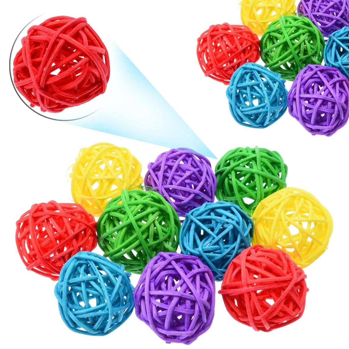 10pcs Primary Color Sepak Takraw Parrot Chewing Toy Ball Pet Bird Foot/foot Scratching/foot Toy Pet Chewing Toy Sepak Takraw