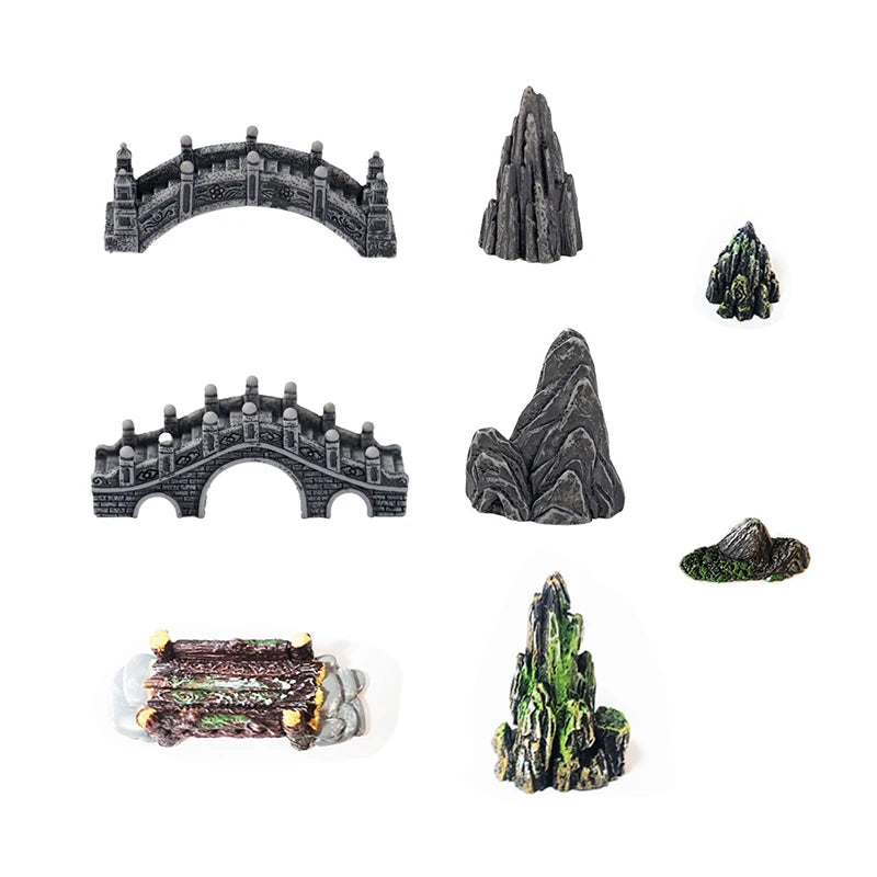 Resin Small Bridge Aquarium Ornaments Decoration Artificial Mountain for fish Tank Resin Aquarium Ornament Fish Tank Background