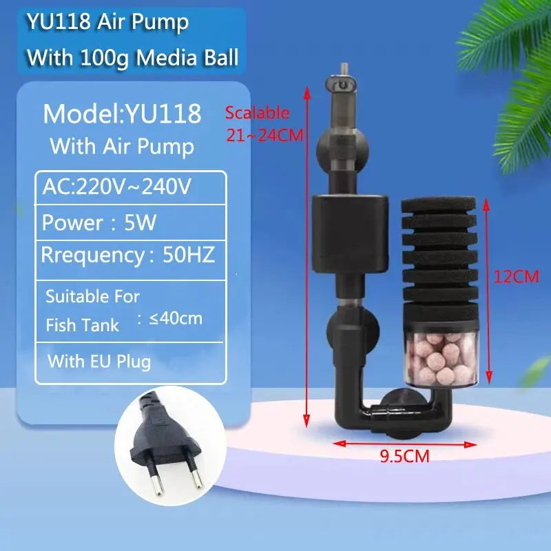 Aquarium Filter With Water Pump For Fish Tank Air Pump Skimmer Biochemical Sponge Filter Aquarium Bio Filters Filtro Aquario