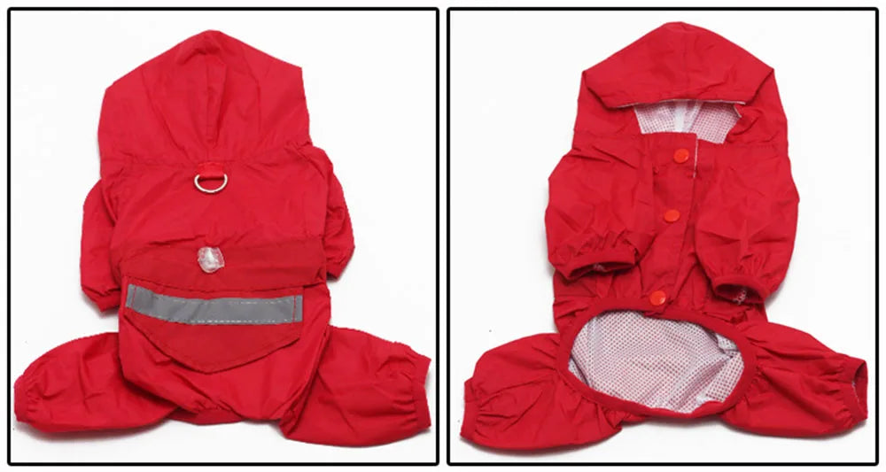 Dogs Raincoat Adjustable Puppy Dog Raincoat Waterproof 4 Legs Raincoat for Small Dogs Outdoor Pet Poncho with Reflective Strap