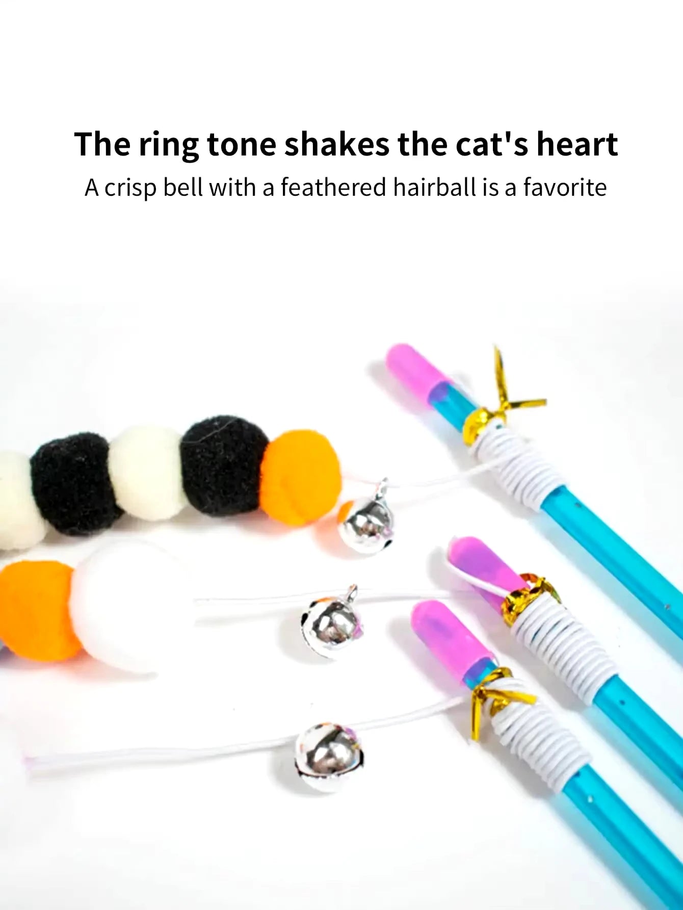 1 PCs New Elastic String Imitated Furs Bug Funny Cat Stick Suitable for Cats