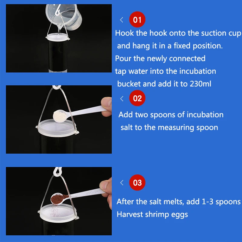 250ml Aquarium Brine Shrimp Incubator Baby Fish Feed Fairy Egg Artemia Alive Hatch Kit Fish for Tank Equipment Kits Eggs Hatcher