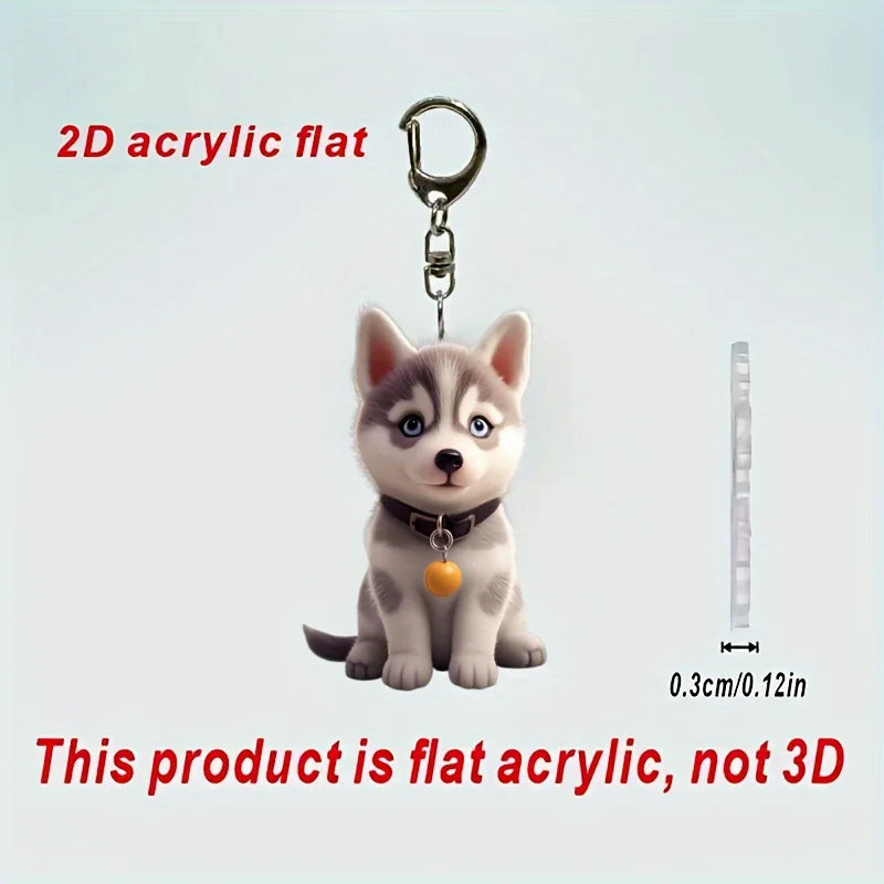 Husky Dog Cartoon Acrylic Keychain Cute Puppy Acrylic Pendant Versatile Charm for Car Mirror,Backpacks,Home,Festive,Gift & Decor