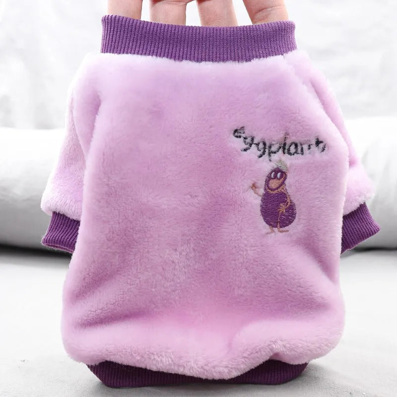Pet Dog Clothes Warm Fleece Cute Fruit Print Coat Small Medium Cat Shirt Jacket Autumn Puppy Sweater Hoodie Chihuahua Yorkies