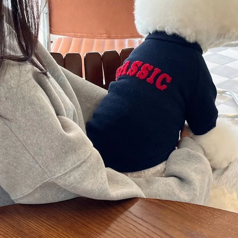Winter Dog Coat Pet Dog Warm Clothes Puppy Hoodies Chihuahua French Bulldog Bichon Pug Clothing Solid Letter Warm Dog Sweatshirt