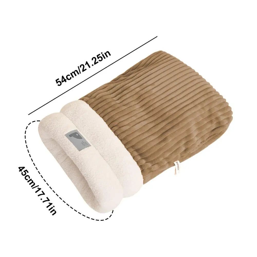 Cat Winter Sleeping Bag Thickened Warm Cat Snuggle Sack 360 Wrap Comfortable Cat Beds For Indoor Cats Washable Soft Plush House