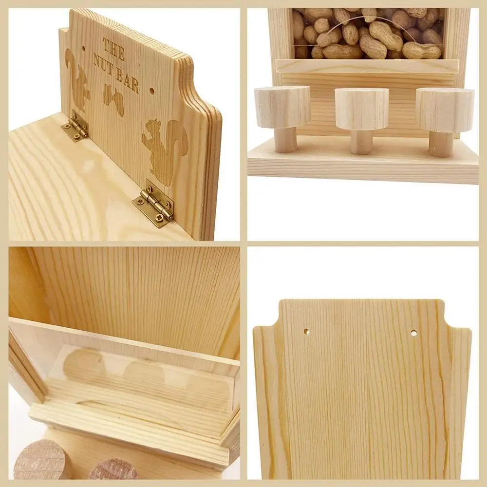 Squirrel Feeders for Outside Wooden Small Pet Window Feeder Nut Bar Feeders Multipurpose Chipmunk Feeder Squirrel Snacker