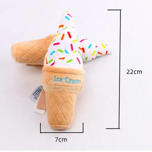 Dog Plush Toy Spot Wholesale Plush Stuffed Ice Cream Pet Toys Squeaking Sound Dog Toys Fleece Squeak Toys