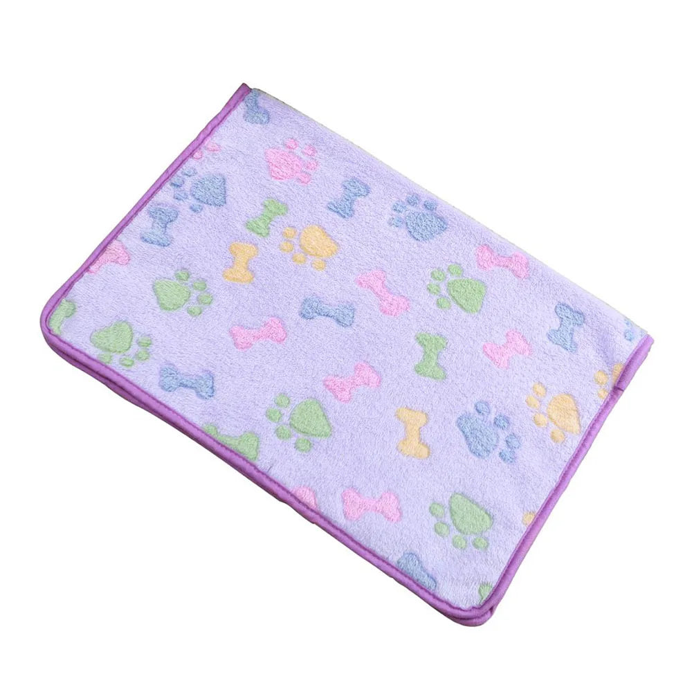 Pet Blanket Dog Puppy Blanket Paw Print Fleece Blanket for Small Medium Large Pet Dog Cat Warm Soft Sleep Mat Doggy Bed Blanket