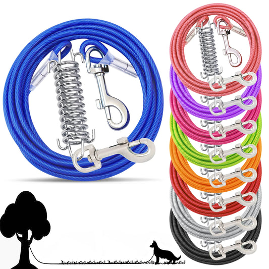 Steel Wire Dog Tie Out Cable, Dog Runner for Yard, Durable Superior Clips, Silver Dog Chains
