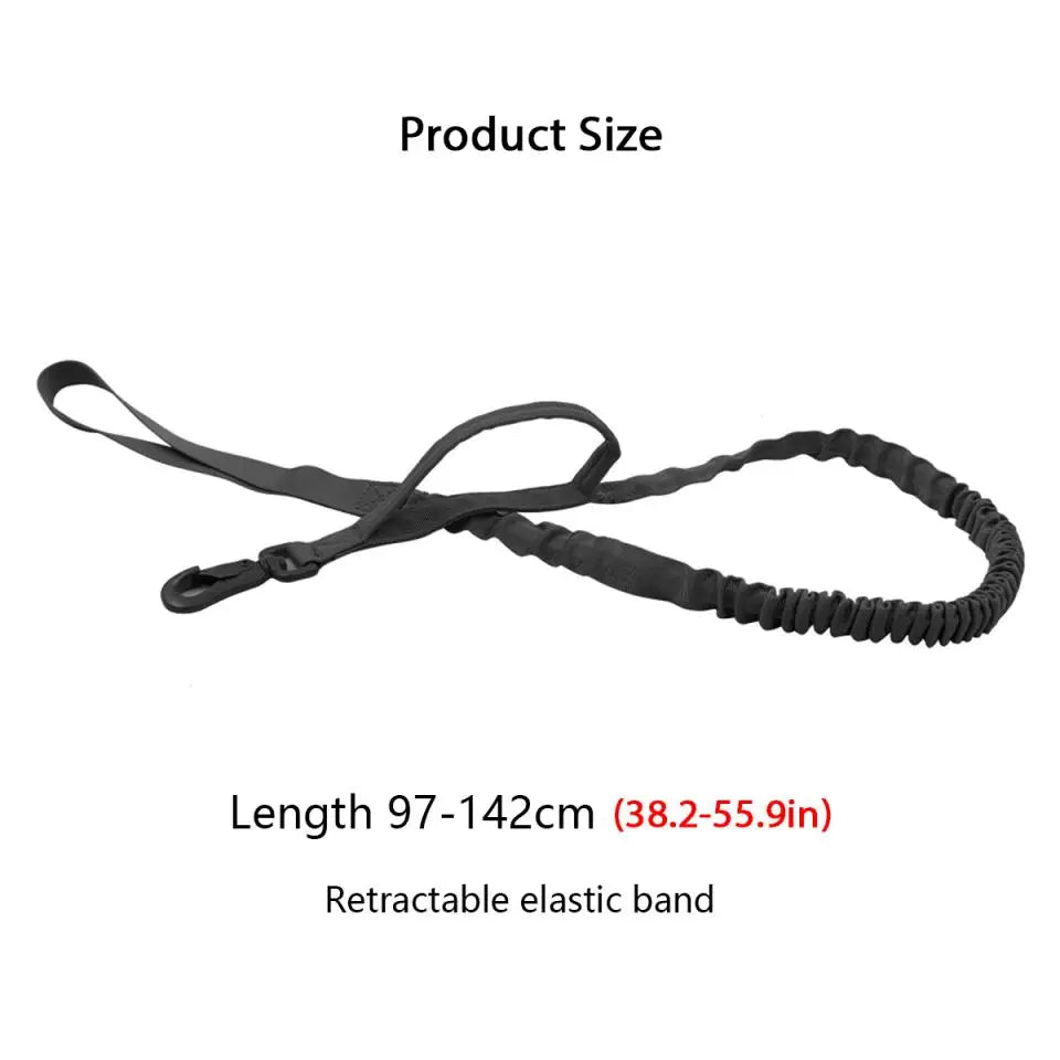 Durable Military Tactical Dog Collar Bungee Leash Nylon Walking Training Pet Collar for Medium Large Dogs German Shepherd