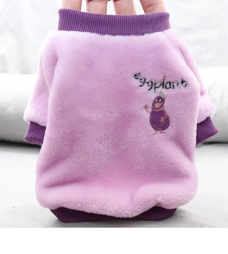 Pet Dog Clothes Warm Fleece Cute Fruit Print Coat Small Medium Cat Shirt Jacket Autumn Puppy Sweater Hoodie Chihuahua Yorkies